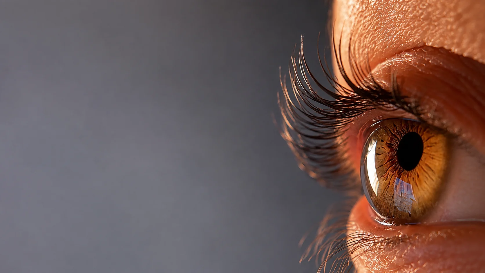 Macro de un ojo con pestañas definidas